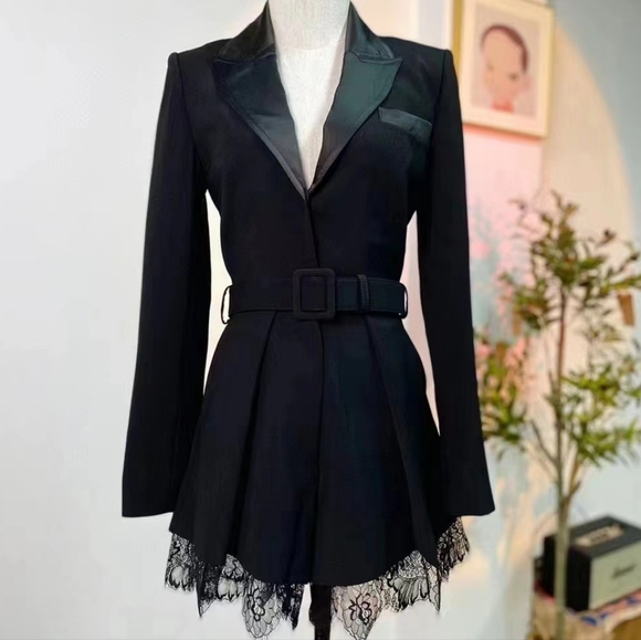 Self-Portrait Long Sleeve Lace Trim Romper - Picture 6 of 6